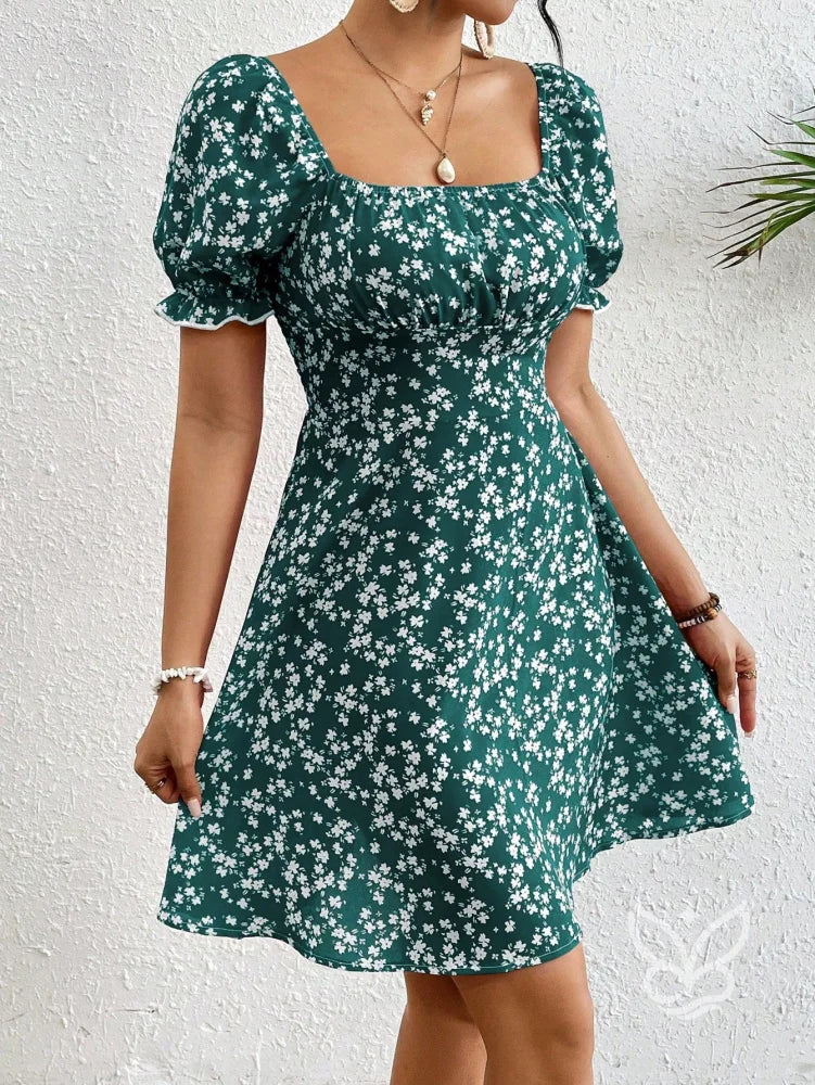 Vestido Midi Com Mangas Bufantes E Estampa Floral Delicada Vestido Midi Com Mangas Bufantes E Estampa Floral Delicada
