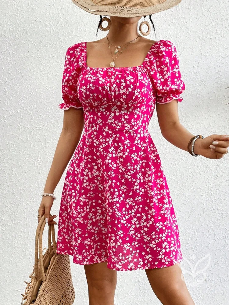 Vestido Midi Com Mangas Bufantes E Estampa Floral Delicada Vestido Midi Com Mangas Bufantes E Estampa Floral Delicada