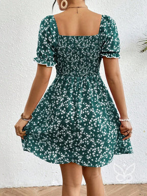 Vestido Midi Com Mangas Bufantes E Estampa Floral Delicada Vestido Midi Com Mangas Bufantes E Estampa Floral Delicada