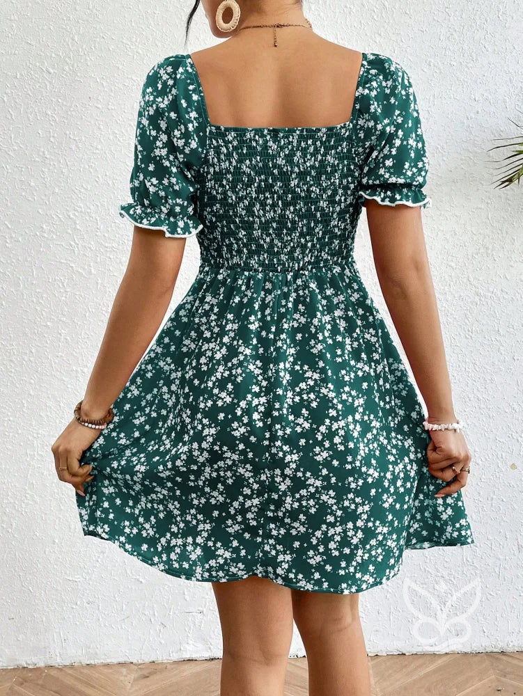 Vestido Midi Com Mangas Bufantes E Estampa Floral Delicada Vestido Midi Com Mangas Bufantes E Estampa Floral Delicada