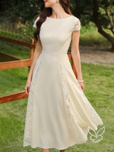 Vestido Midi Com Renda Lateral E Cintura Marcada Charmosa Damasco / PP Vestido Midi Com Renda Lateral E Cintura Marcada