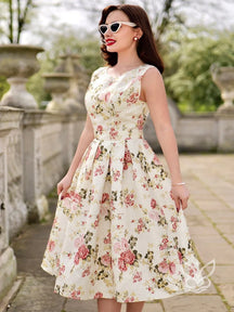 Vestido Midi Floral com Modelagem Godê Sofisticada Multicolorido / PP Vestido Midi Floral com Modelagem Godê Sofisticada