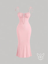 Vestido Mini Franzido no Busto Amarração no Ombro e Decote Cami Rosa Chiclete / PP Vestido Mini Franzido no Busto