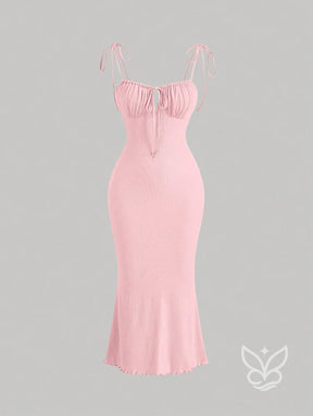 Vestido Mini Franzido no Busto Amarração no Ombro e Decote Cami Rosa Chiclete / PP Vestido Mini Franzido no Busto