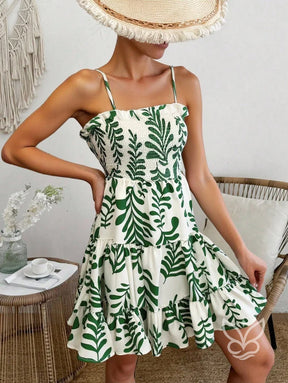Vestido Rodado Com Alça Fina Estampa De Cerejas E Franzido Vestido Rodado Com Alça Fina Estampa De Cerejas E Franzido
