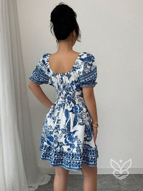 Vestido Rodado Com Estampa Floral E Manga Bufante Vestido Rodado Com Estampa Floral E Manga Bufante