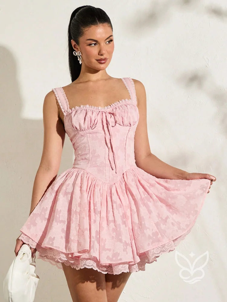 Vestido Slip com Franzido no Busto e Detalhe em Renda Rosa Chiclete / PP Vestido Slip com Franzido no Busto e Detalhe