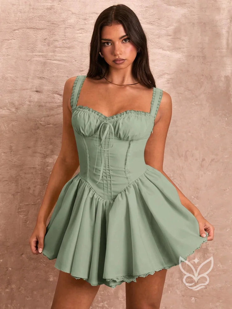 Vestido Slip com Franzido no Busto e Detalhe em Renda Verde Oliva / PP Vestido Slip com Franzido no Busto e Detalhe em