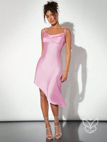 Vestido Slip Dress Em Cetim Com Alças Ajustáveis Rosa Bebê / PP Vestido Slip Dress Em Cetim Com Alças Ajustáveis