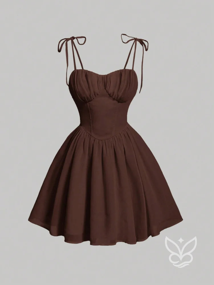 Vestido Solto Com Alça E Franzido No Busto Marrom / PP Vestido Solto Com Alça E Franzido No Busto