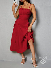 Vestido Sundress com Franzido no Busto e Amarração na Cintura Vermelho / PP Vestido Sundress com Franzido no Busto e