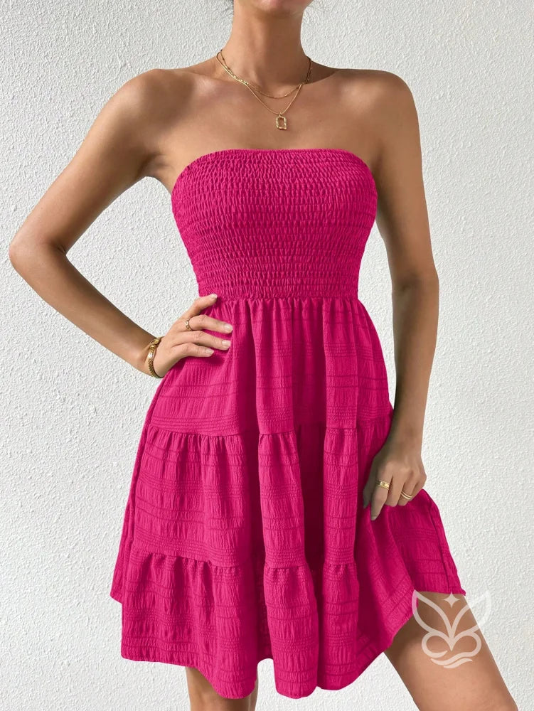 Vestido Tomara Que Caia A Line Com Barra Em Camadas Vestido Tomara Que Caia A Line Com Barra Em Camadas