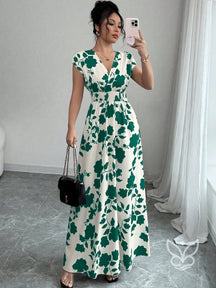 Vestido Transpassado Com Decote V E Estampa Floral Verde / PP Vestido Transpassado Com Decote V E Estampa Floral