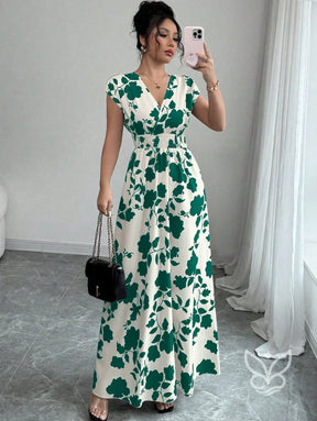 Vestido Transpassado Com Decote V E Estampa Floral Verde / PP Vestido Transpassado Com Decote V E Estampa Floral