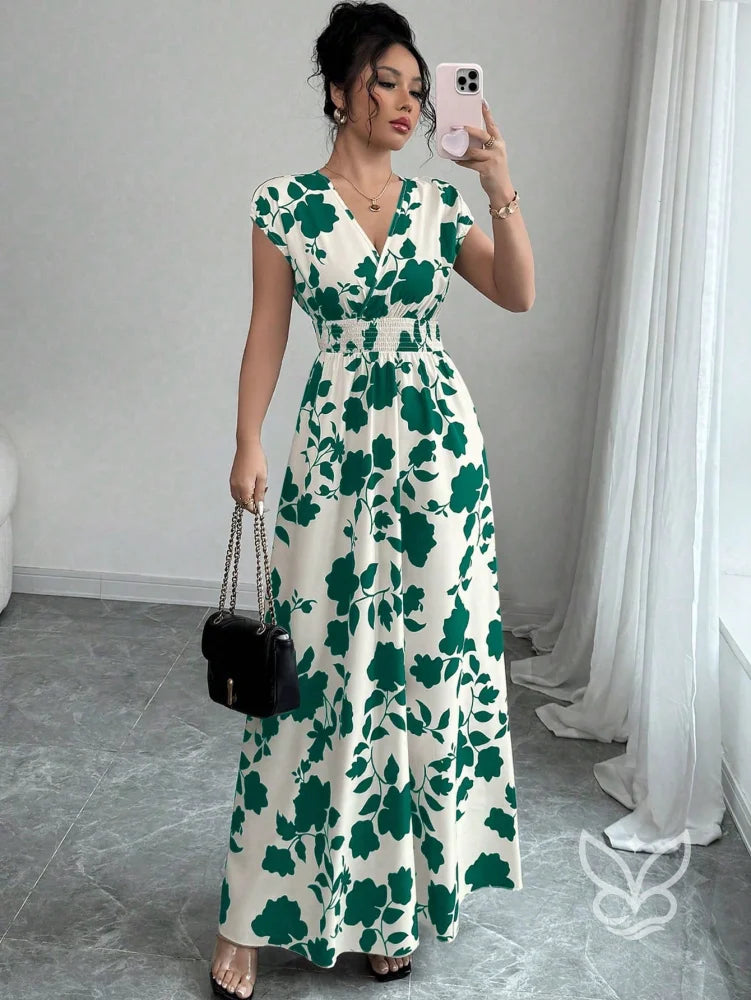 Vestido Transpassado Com Decote V E Estampa Floral Verde / PP Vestido Transpassado Com Decote V E Estampa Floral