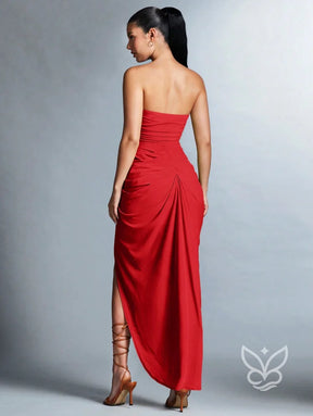 Vestido Tubinho Com Franzidos E Fenda Na Coxa Vestido Tubinho Com Franzidos E Fenda Na Coxa