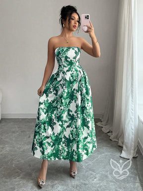 Vestido Tubinho Estampado Com Caimento Ajustado Estilo Casual Verde / PP Vestido Tubinho Estampado Com Caimento
