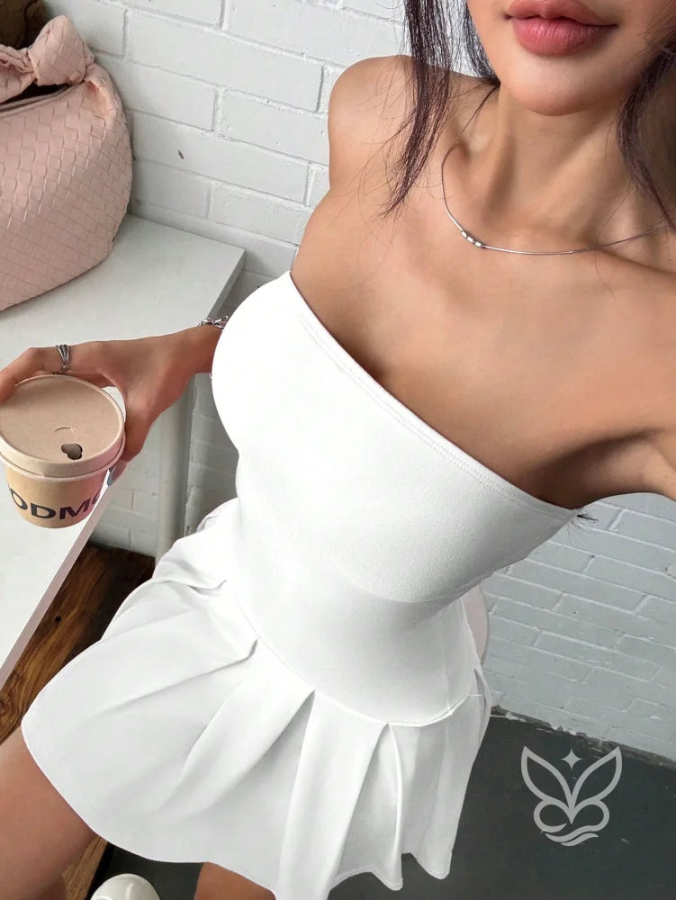 Vestido Tubinho Minimalista Caimento Ajustado E Estilo Fashion Branco / PP Vestido Tubinho Minimalista Caimento