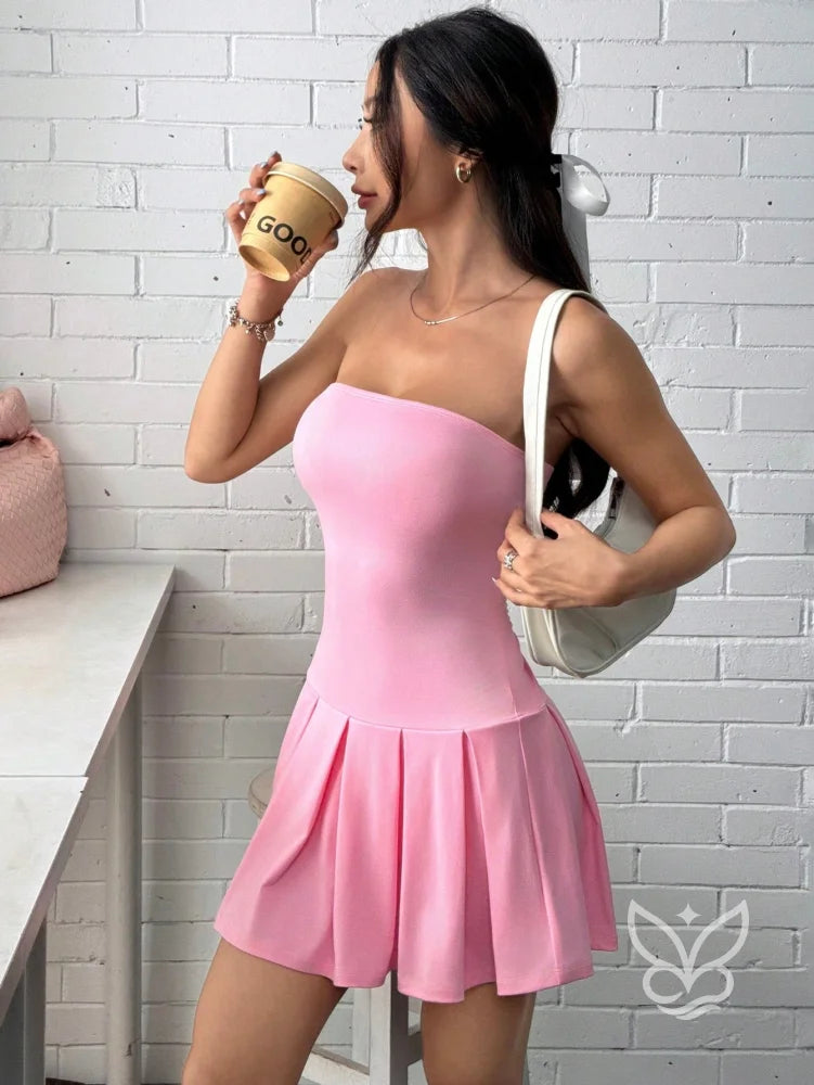 Vestido Tubinho Minimalista Caimento Ajustado E Estilo Fashion Rosa Chiclete / PP Vestido Tubinho Minimalista Caimento