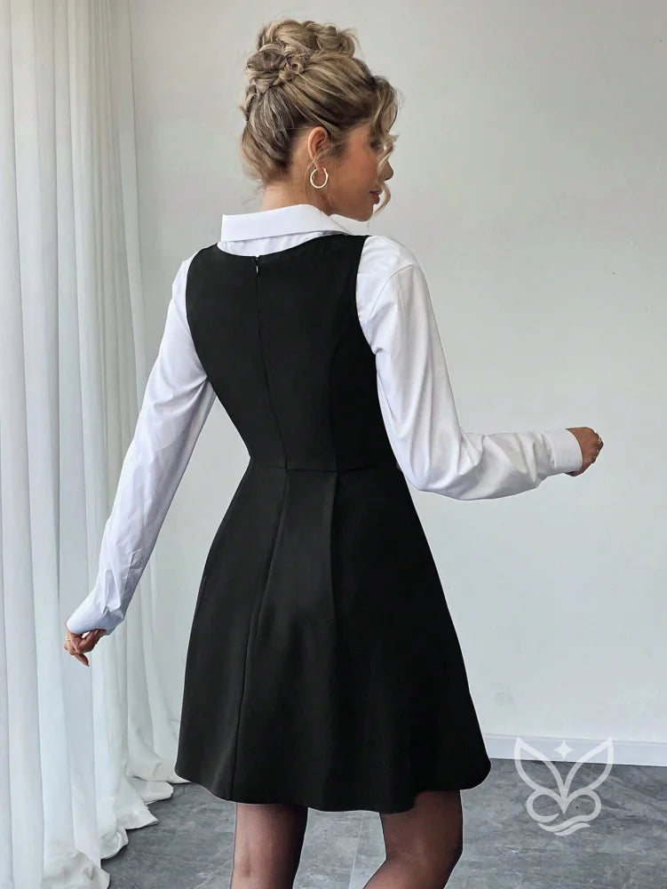 Vestido Xadrez A-Line Com Botões Frontais Decorativos Vestido Xadrez A-Line Com Botões Frontais Decorativos